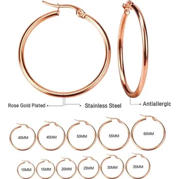 Náušnice Elegantní nerezové náušnice-velké kruhy - Růžové zlato,35mm