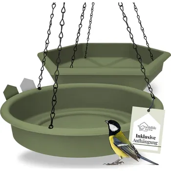 Krmítko pro ptáka REAVET Sada dvou ptačích misek (na vodu a krmivo), zelená