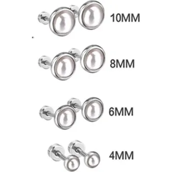 Náušnice Perlové náušnice Luxusteel pro elegantní ženy - Stříbrná,10mm