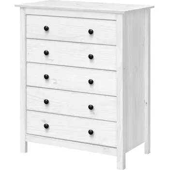 Komoda Idea nábytek Komoda 5 zásuvek TORINO bílá, kovové úchytky