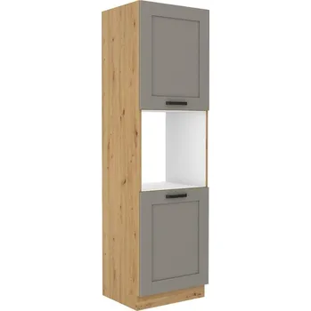 Šatní skříň LEMPERT Skříň pro troubu LUNY 24 (60 cm) claygrey / dub artisan