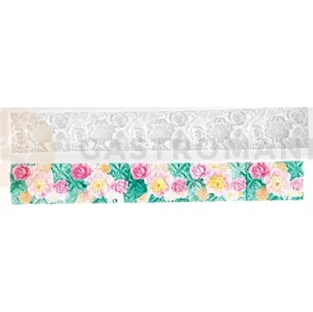 Kuchyňská sůl Silikonová forma na cukrovou hmotu ve tvaru ozdobného květového vzoru - SLK392, 170x25 mm | SILIKOMART, SugarFlex