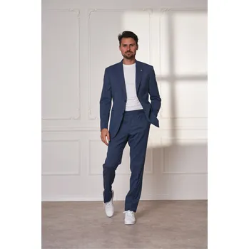 Pánský oblek Pánský vlněný oblek Barva: Modrá, Velikost: 31, Střih: SLIM FIT