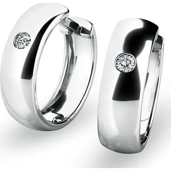 Náušnice Dámské náušnice žluté zlato 585/1000 kruhy se zirkony 10916-B-ZIR