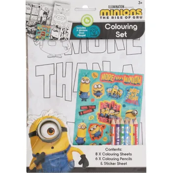 omalovánky Mimoni Sada omalovánek s pastelkami a samolepkami Colouring set - Omalovánky