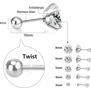Náušnice Náušnice z chirurgické oceli pro muže a ženy - twist stříbrná 01,4mm