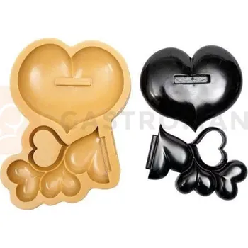 Kuchyňská sůl Silikonová forma na cukrovou hmotu nebo čokoládu ve tvaru srdcí - 135x115x17 | SILIKOMART, SugarFlex Gold