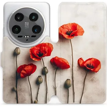 Pouzdro na mobilní telefon Flipové pouzdro Mobiwear - Xiaomi 14 Ultra 5G - VP42S Vlčí máky (Knížkové flip pouzdro, obal, kryt na mobil Xiaomi 14 Ultra 5G - VP42S Vlčí máky, materiál Umělá kůže + TPU - ochrana 360°, stojánek, silikonová vanička, magnetické zavírání)