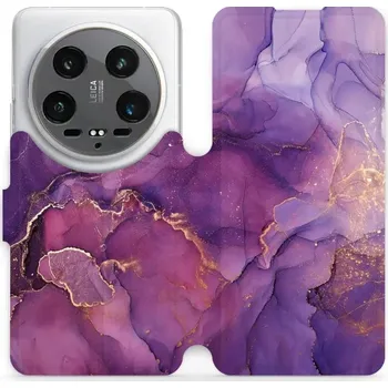 Pouzdro na mobilní telefon Flipové pouzdro Mobiwear - Xiaomi 14 Ultra 5G - VP20S Fialový mramor (Knížkové flip pouzdro, obal, kryt na mobil Xiaomi 14 Ultra 5G - VP20S Fialový mramor, materiál Umělá kůže + TPU - ochrana 360°, stojánek, silikonová vanička, magnetické zavírání)