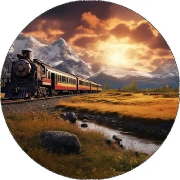 Jedlá dekorace na dort Jedlý papír vlak v krajině 19,5cm