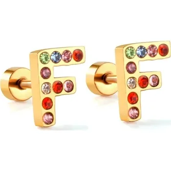 Náušnice Nerezové náušnice s písmenkovým designem - F,Stříbrná