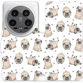 Pouzdro na mobilní telefon Flipové pouzdro Mobiwear - Xiaomi 14 Ultra 5G - M097P Mopsíci (Knížkové flip pouzdro, obal, kryt na mobil Xiaomi 14 Ultra 5G - M097P Mopsíci, materiál Umělá kůže + TPU - ochrana 360°, stojánek, silikonová vanička, magnetické zavírání)