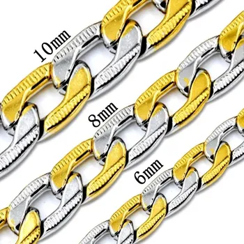 Řetízek Stylový široký řetízek - Stříro + zlato 01,10mm,55cm