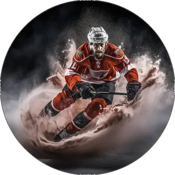 Jedlá dekorace na dort Jedlý papír hokejista v červeném dresu 19,5cm