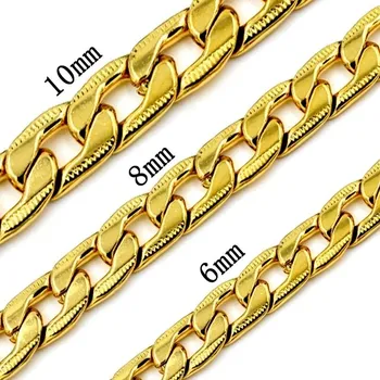 Řetízek Stylový široký řetízek - Zlato,8mm,60cm