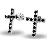 Dámské náušnice žluté zlato 585/1000 - křížky s černé zirkony kameny 140018-B-ZIR-Black