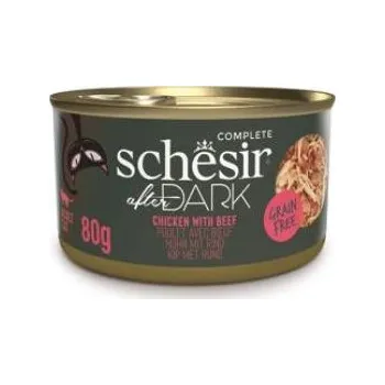 Krmivo pro kočku Schesir Cat konz. After Dark Wholefood kuře/hovězí 80g
