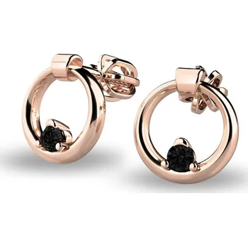 Náušnice Dámské náušnice žluté zlato 585/1000 kroužky s černé zirkony kameny 140022-CV-ZIR-Black