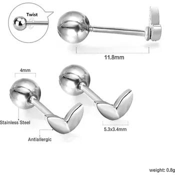 Náušnice Dívčí náušnice z nerezové oceli - List,1 pár