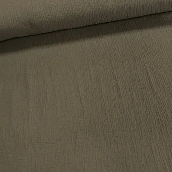 Šatovka / fáčovina, mušelín DT-24021, jednobarevná khaki, š.140cm (látka v metráži)