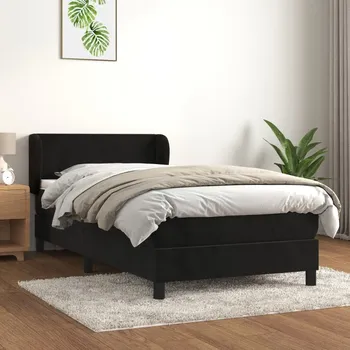 Postel vidaXL Box spring postel s matrací 80 x 200 cm samet [3127338] Barva: Černá