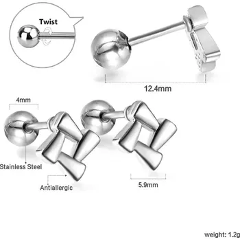 Náušnice Dívčí náušnice z nerezové oceli - blok,1 pár