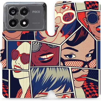 Flipové pouzdro Mobiwear - Xiaomi Poco X6 Pro 5G - VP18P Komiks (Knížkové flip pouzdro, obal, kryt na mobil Xiaomi Poco X6 Pro 5G - VP18P Komiks, materiál Umělá kůže + TPU - ochrana 360°, stojánek, silikonová vanička, magnetické zavírání)