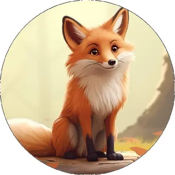 Jedlá dekorace na dort Jedlý papír liška sedící u stromu 19,5cm