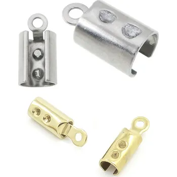 Materiál na výrobu šperku Ocelové krimpovací koncovky - 1Ks+B - 11 x 5 mm / Nerez SL / 1Ks