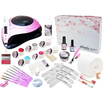 Startovací sada na gelové nehty XXXL 168W růžová perleť s bruskou 10W