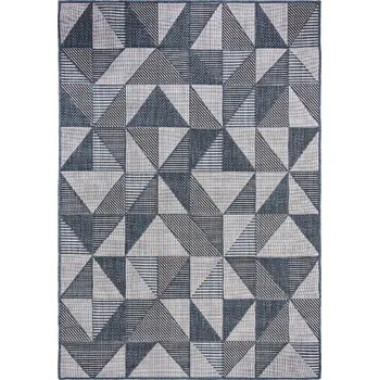 Koberec Bezvlasý koberec Madrid - trojúhelníky 1 - modrý/šedý Rozměr koberce: 80x150 cm