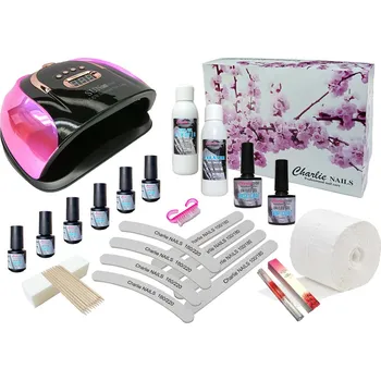 Startovací sada na gel lak nehty Charlie LED 256W pink
