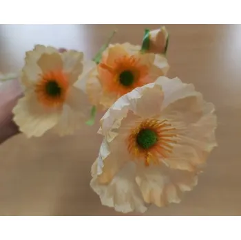 umělá květina Vlčí máky, textilní dekorace, květina světle oranžová 60cm