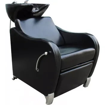 Kadeřnické křeslo Kadeřnický mycí box GLAMI - černé umyvadlo, lesklá černá