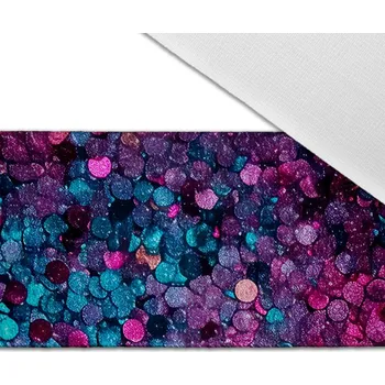 Sametová guma s potiskem 4 cm glitry magenta a tyrkys
