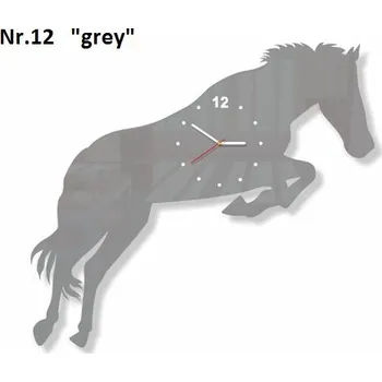 Hodiny Designové nástěnné hodiny ve tvaru koně Šedá