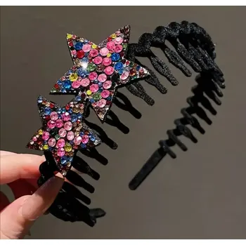 Černá vlasová čelenka s barevnou hvězdou (Vlasové doplňky )