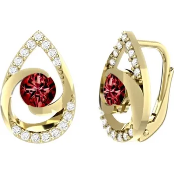 Náušnice Couple, Nadčasové náušnice Gisa, žluté zlato se zirkony, 585-66-3-0373.0Z00.0.00.104.08