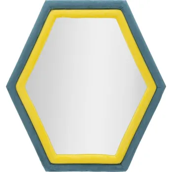 Zrcadlo Mauro Ferretti NÁSTĚNNÉ ZRCADLO TONY VELVET MODRÁ/ŽLUTÁ 75X4X80 cm