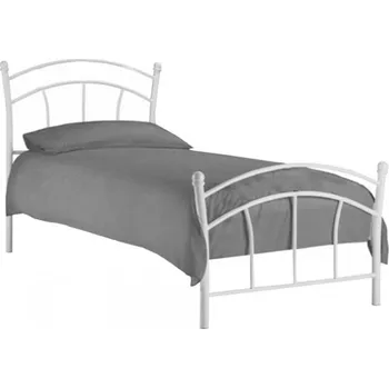 Postel Kovová postel s roštem, bílá, BURZUM