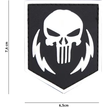 Nášivka 101 Inc. Company Nášivka na suchý zip Punisher thunder strokes (plast 3D) - white (101 INC)