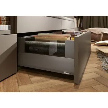 Nábytek BLUM Merivobox E Boxcover 450 mm, 40 kg, Orion šedá, vrut, KOMPLET (BLUM Merivobox E Boxcover 450 mm, 40 kg, Orion šedá, vrut, KOMPLET)