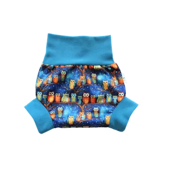 Plenkové kalhoty Breberky Natahovací svrchní kalhotky PUL - Noční sovičky VELIKOST: S (4-7kg)