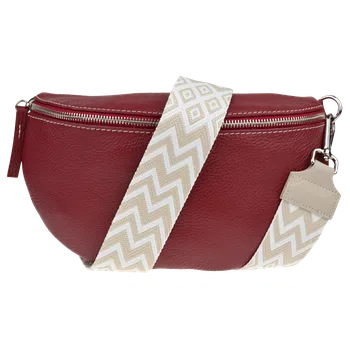 Kabelka NovaKabelka.cz Kožená italská crossbody kabelka Reni Grande Rubino s přídavným popruhem III