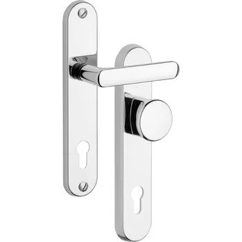 Dveřní kování Bezpečnostní kování ROSTEX 802/90, oblé, klika-knoflík, lesklý chrom