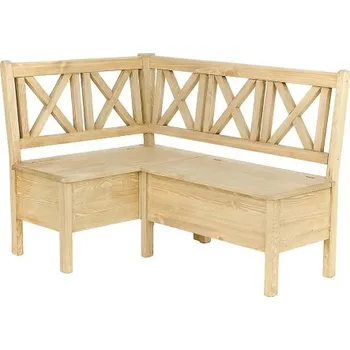 Lavice rohová selská s úložným prostorem SIL 19A L/P - K03 bílá patina