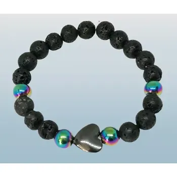 Náramek Černá magie – Lávový náramek s hematitem pro ochranu a sílu