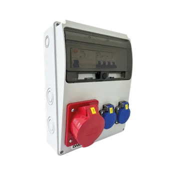 Rozvaděč Zásuvková skříň 11M 32A 5p, 2x230V - 11 modulů s jističi a chráničem - 6kA