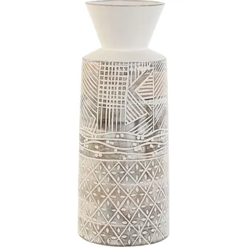 Váza Váza Home ESPRIT Mangové dřevo Koloniální styl Bílá Přírodní (15 x 22,5 x 15 cm)