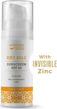 Přípravek na opalování Wooden Spoon Dry Oils opalovací krém na obličej s nízkým komedogenním indexem SPF50 50 ml